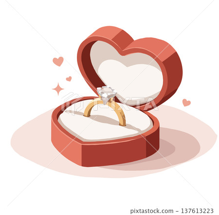 心形盒裝鑽石訂婚戒指 137613223