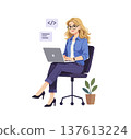 A woman programs on a laptop. 137613224