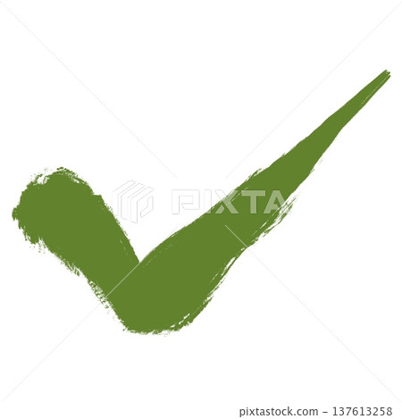 Brush-drawn check mark, center line, moss 137613258