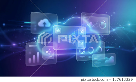 Digital technology image representing cloud computing and data analytics Digital technology image representing cloud computing and data analytics 137613329