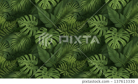 熱帶植物葉片的植物背景圖案 熱帶植物葉片的植物背景圖案 137613330