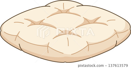 Cozy Tufted Floor Cushion Illustration, Minimalist Cream Seat Pillow Vector, Comfortable Home Decor and Interior Design Element 137613579