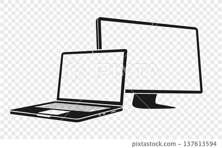 Computer screen with laptop icon vector illustration 137613594