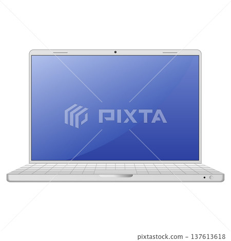 White laptop with blue screen, minimalist design White laptop with blue screen, minimalist design 137613618