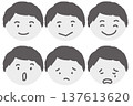 簡單的男性面部表情圖示集（灰色） 137613620