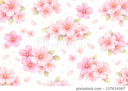 Cherry Blossom Series: A light, random background with dancing large motifs 137614367