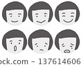 簡單的女性臉部表情圖示集（灰色） 137614606