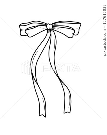 Cute bow and doodle contour ribbon on a white background. Vector illustration of hair jewelry, gift. Cute bow and doodle contour ribbon on a white background. Vector illustration of hair jewelry, gift. 137615035