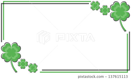 16:9 四葉草邊框。清新的背景素材，以手繪線條錯位設計。 137615113