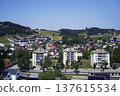 Panoramic view of the town of Sentjur in Slovenia with mountains in the background 137615534