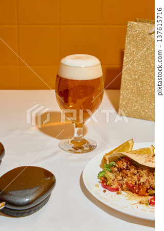 Craft beer with street food wrap restaurant dining concept Craft beer with street food wrap restaurant dining concept 137615716