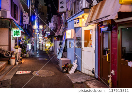 JR大森站及山王小路餐飲區（地獄谷）的夜景，以及充滿昭和時代復古氣息的小巷和招牌。 137615811