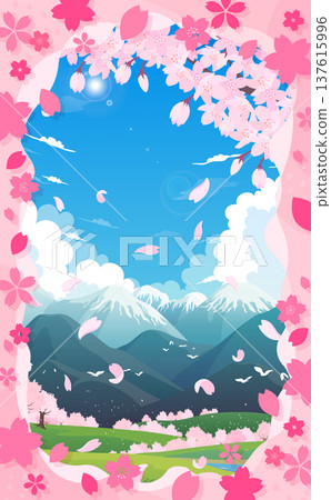 櫻花樹和盛開櫻花的春日景色 3_豎版 櫻花樹和盛開櫻花的春日景色 3_豎版 137615996