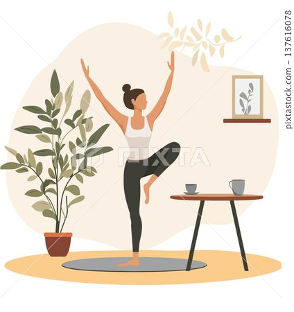 yoga teacher in flat style 137616078