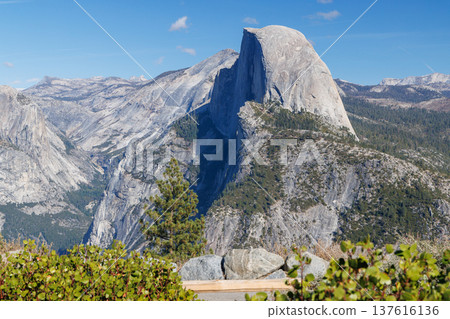 Scenic summer landscape in Yosemite National Park with mountains, forest, and sky Scenic summer landscape in Yosemite National Park with mountains, forest, and sky 137616136