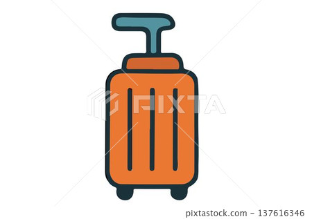 blue suitcase with stains icon, flat style 137616346