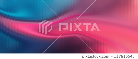 Abstract flowing glass ripple waves with blue pink gradient background and glowing light streaks. Abstract flowing glass ripple waves with blue pink gradient background and glowing light streaks. 137616543