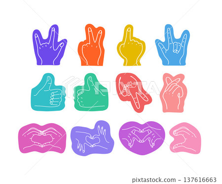Gyaru Peace and Trendy Hand Gestures Set 137616663