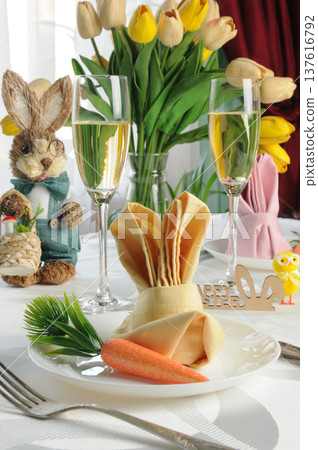 An elegant Festive Easter table setting An elegant Festive Easter table setting 137616792
