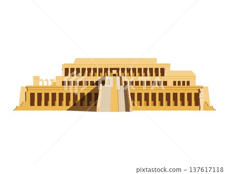 Hatshepsut Temple in Egypt isolated on white background vector illustration. Monuments and landmarks Series 137617118