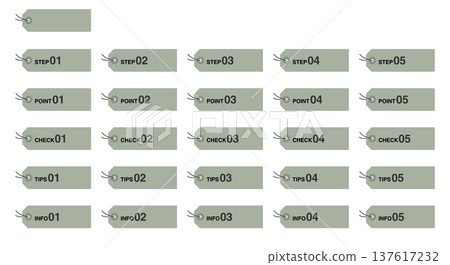 Step, Point, Check, Tips, and Info Numbered Tag Label Set in Sage Green Minimalist 137617232