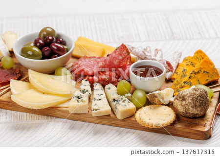 Cheese and meat assortment for wine 137617315
