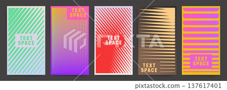 Minimal Stripe Poster Template Set. Geometric Vector Covers with Text Space, Gradient Lines and Modern Layouts 137617401