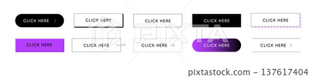 Minimal Button UI Kit Collection. Modern Vector Click Here Buttons with Outline, Gradient and Rounded Web Elements Minimal Button UI Kit Collection. Modern Vector Click Here Buttons with Outline, Gradient and Rounded Web Elements 137617404
