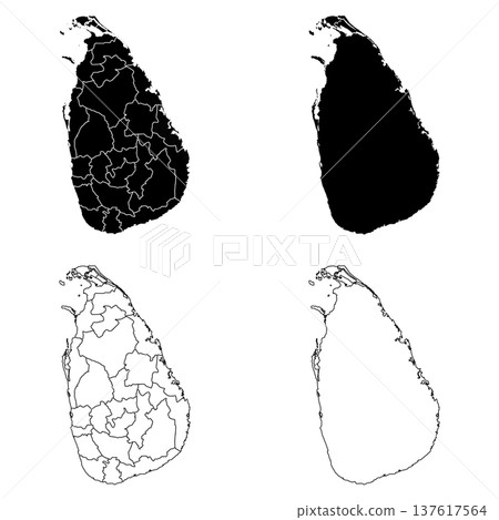 Sri Lanka Outline and Solid Fill Map Set. 137617564