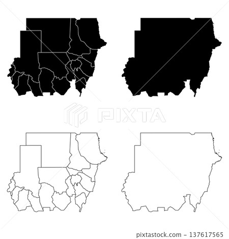 Sudan Outline and Solid Fill Map Set. Sudan Outline and Solid Fill Map Set. 137617565