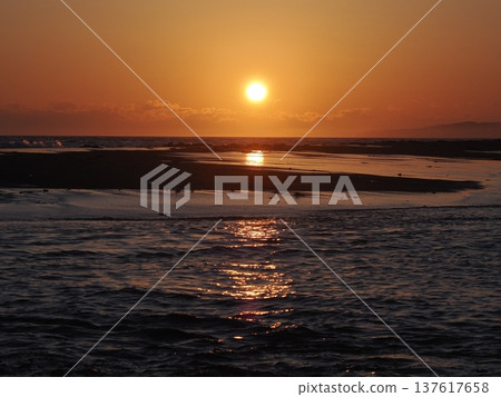 Sunset over Orakumo Beach 137617658