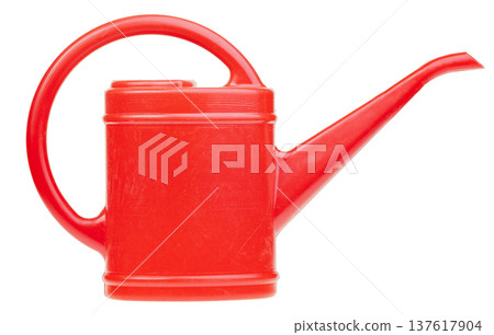 Bright red garden watering can isolated on white Bright red garden watering can isolated on white 137617904