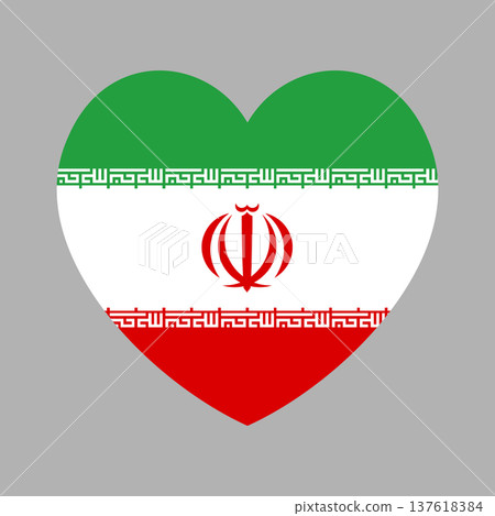 National Flag of Iran heart icon, badge. Iran flag symbol in heart shape. Button, banner, sticker. National sign of Iran. National Flag of Iran heart icon, badge. Iran flag symbol in heart shape. Button, banner, sticker. National sign of Iran. 137618384