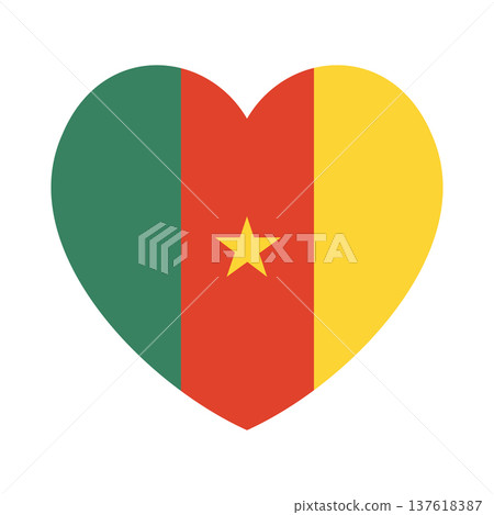 Flag of Cameroon heart icon, badge. National Cameroon flag heart shaped sticker, background, banner, sign, button. Flag of Cameroon heart icon, badge. National Cameroon flag heart shaped sticker, background, banner, sign, button. 137618387