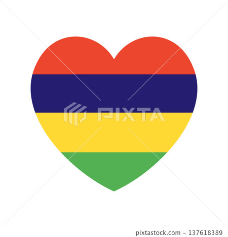 Mauritius flag icon in heart shape. Heart shaped national flag of Mauritius badge. Flag of Mauritius button, sticker. Flag backdrop, banner. Mauritius flag icon in heart shape. Heart shaped national flag of Mauritius badge. Flag of Mauritius button, sticker. Flag backdrop, banner. 137618389