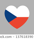 Flag of Czech Republic heart icon, sticker. National Czech Republic flag button, banner, badge in heart shape. 137618390