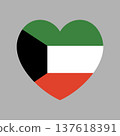 Kuwait flag icon, badge in heart shape. Kuwait heart shaped flag button, sticker. Flag of Kuwait banner. 137618391