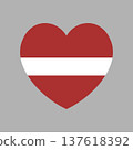 Latvia flag heart shaped badge, sticker. National Latvian flag button, icon in heart shape. 137618392