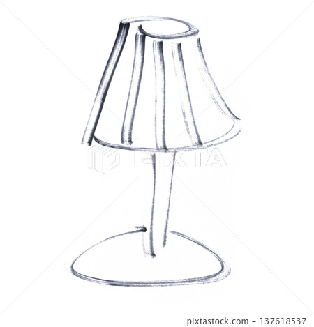 A table lamp drawn with a black marker A table lamp drawn with a black marker 137618537