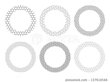 黑白日式圖案圓形相框套裝 137618588