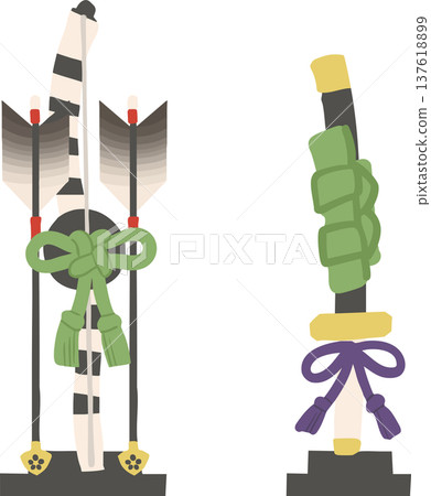 Bow and sword decoration for Boys' Day (May doll decoration) Children's Day vector illustration 137618899