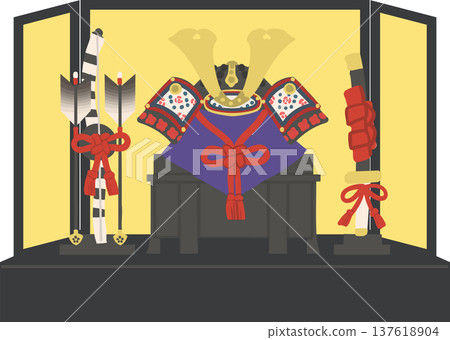 男孩節頭盔裝飾(金色網紗五月娃娃)兒童節向量圖 男孩節頭盔裝飾(金色網紗五月娃娃)兒童節向量圖 137618904