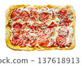Hot pepperoni pizza on a white background flat lay. 137618913
