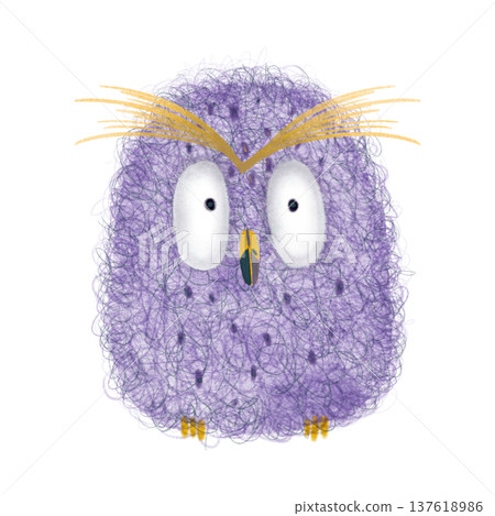 Owl is purple. Cartoon character. Watercolor, pastel, pencil. Cute, delicate illustration in a simple, flat style. Isolated. A design element Owl is purple. Cartoon character. Watercolor, pastel, pencil. Cute, delicate illustration in a simple, flat style. Isolated. A design element 137618986