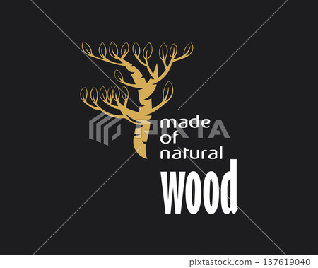 An unusual vector hand-drawn logo for the production of wood products 137619040