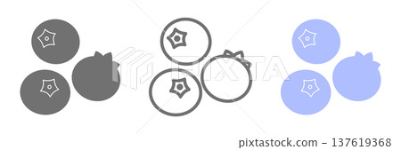 Blueberry icon set of 3 (color, line drawing, monochrome) 137619368