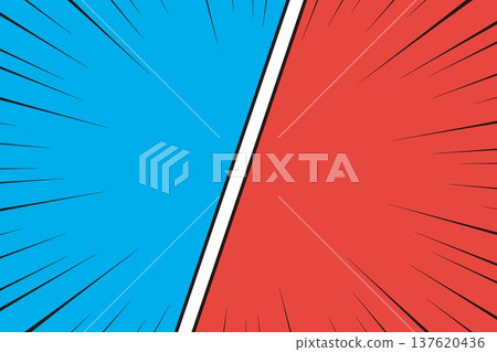 美國漫畫風格背景，紅色和藍色 137620436