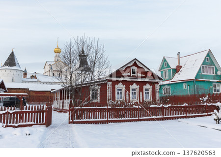 A snow-covered Russian street. Rostov Veliky A snow-covered Russian street. Rostov Veliky 137620563