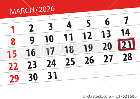 Calendar 2026, deadline, day, month, page, organizer, date, March, saturday, number 21 Calendar 2026, deadline, day, month, page, organizer, date, March, saturday, number 21 137621696