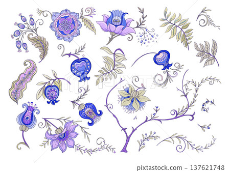 Set of vintage floral elements 137621748